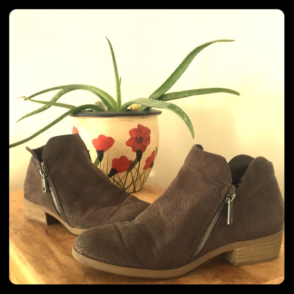 Suede zipper booties